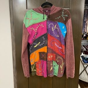 BoHo eclectic handstitched hoodie